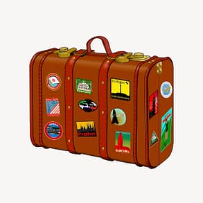 Vintage luggage clipart, travel illustration